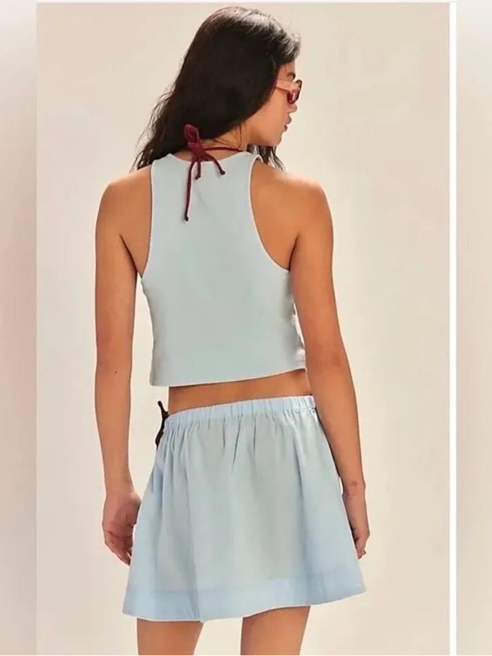 Free People Milani Set Blue Snowflake Mini Skirt Crop Top Beach Set Size M NWT - Picture 2 of 5